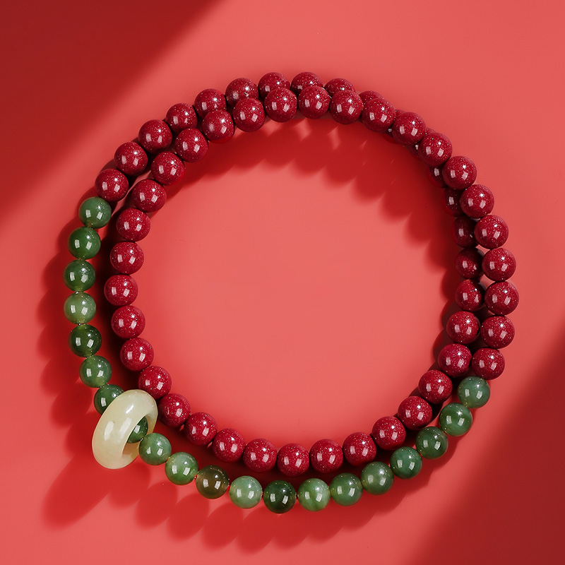 Snake zodiac Year jade double-ring bracelet